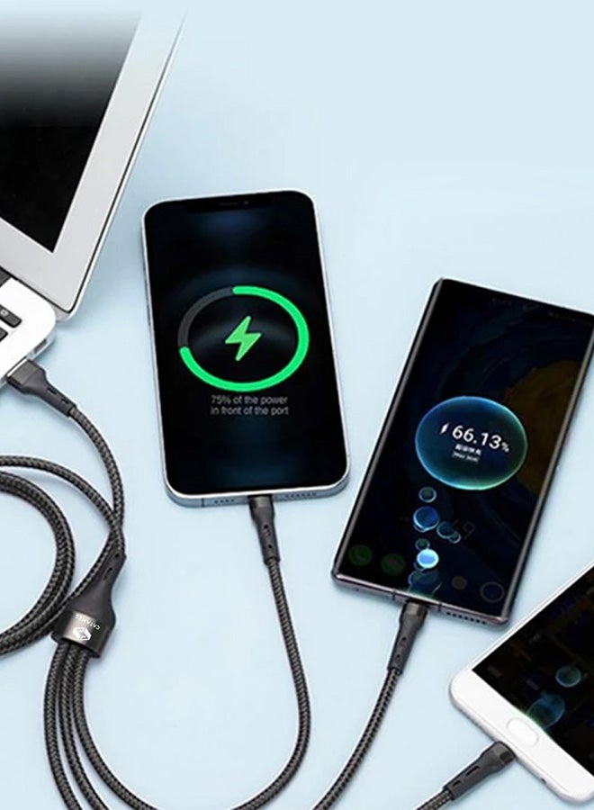 CATANES 3 in 1 Data Cable Fashion Style Fast Charging Data Cable Triple USB Cable Extension Cable 1M - Image 3