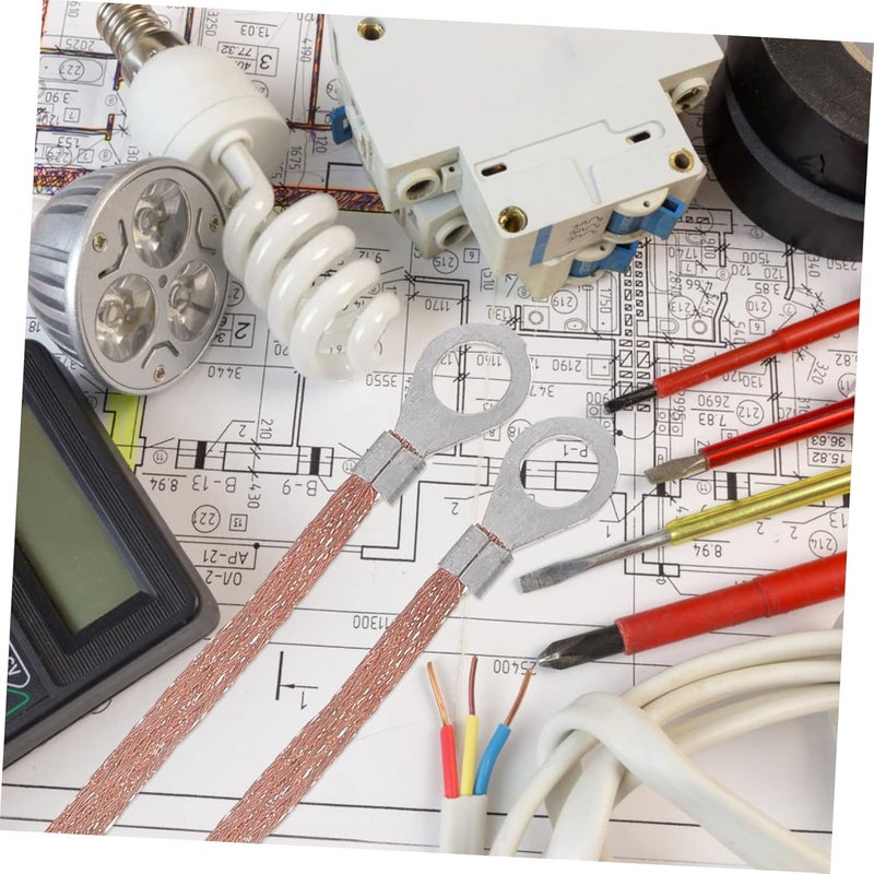 OSALADI 200pcs Braided Cable Grounding Wire Straps Aluminum Flat Wire Electric Cable Straps Grounding - Image 5