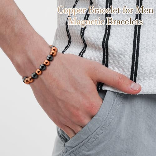 PEALICIOUS Copper Bracelet for Women and Men, 10MM Copper Magnetic Bracelet with 3500 Gauss Magnet Beads as Christmas Gifts, Cooper Jewelry Pulsera De Cobre para Mujer for Parents Birthday Gifts - Image 3