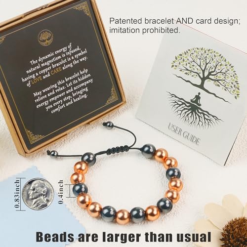 PEALICIOUS Copper Bracelet for Women and Men, 10MM Copper Magnetic Bracelet with 3500 Gauss Magnet Beads as Christmas Gifts, Cooper Jewelry Pulsera De Cobre para Mujer for Parents Birthday Gifts - Image 4