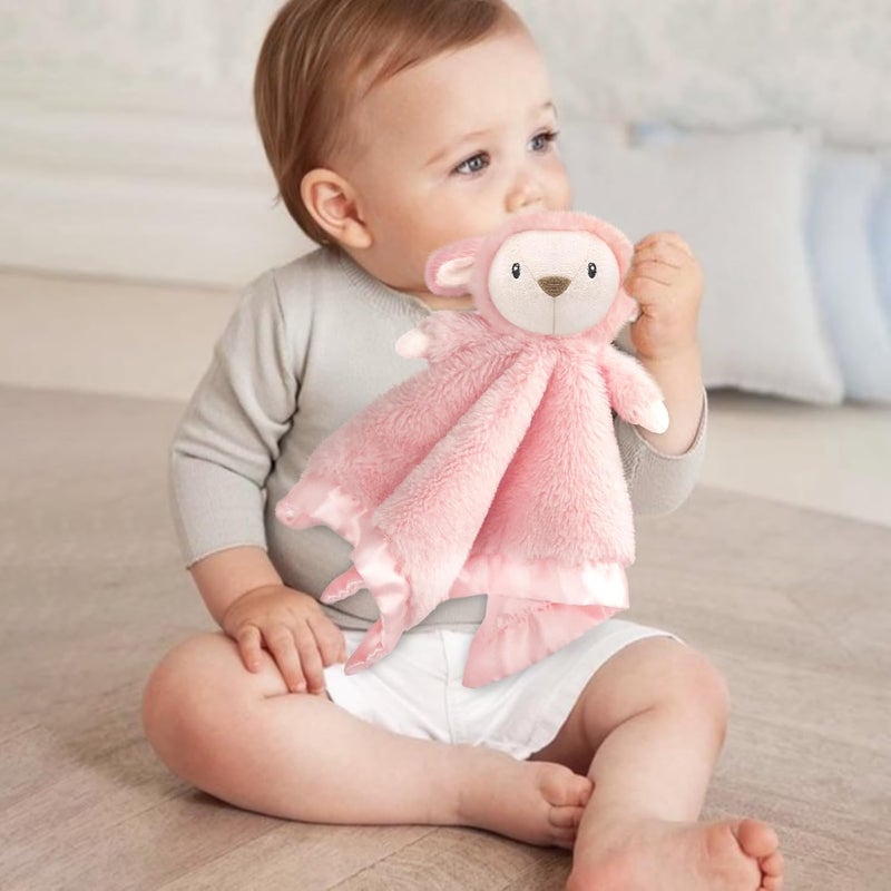 BEILIMU Lamb Security Blanket for Babies, Super Soft Fluffy Snuggle Toy for Newborn Boys and Girls, Stuffed Animal, Pink 13.5 Inch - Image 5