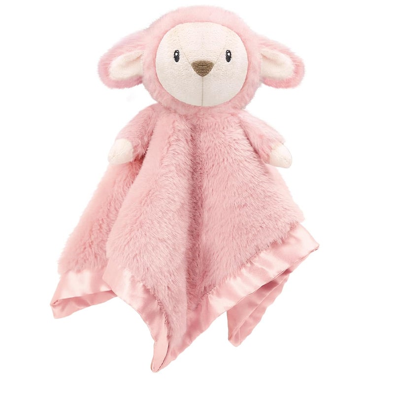 BEILIMU Lamb Security Blanket for Babies, Super Soft Fluffy Snuggle Toy for Newborn Boys and Girls, Stuffed Animal, Pink 13.5 Inch - Image 1