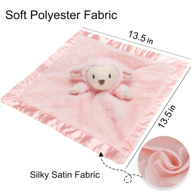 BEILIMU Lamb Security Blanket for Babies, Super Soft Fluffy Snuggle Toy for Newborn Boys and Girls, Stuffed Animal, Pink 13.5 Inch - Image 2