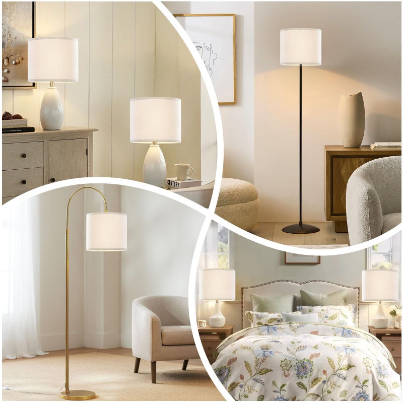 YoflowX White Linen Small Drum Lampshade, 8.66" Top x 8.66" Bottom x 7.87" High Lamp Shade, Lamp Shade Replacement for Table and Floor Lamps, Pendant Lightï¼ŒHandcrafted Lampshadeï¼ŒEasy Assembly - Image 5