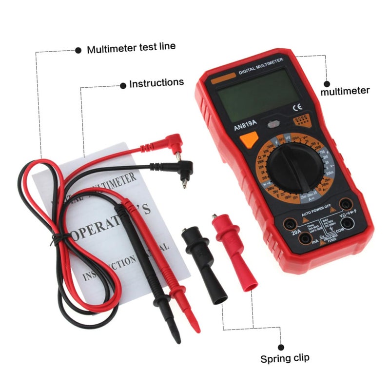 Artibetter مقياس رقمي متعدد عالي الدقة لاختبار الجهد مع قياس السعة والمقاومة والأمبير وإيقاف التشغيل التلقائي وحفظ البيانات وإضاءة خلفية باللون الأحمر - Image 5