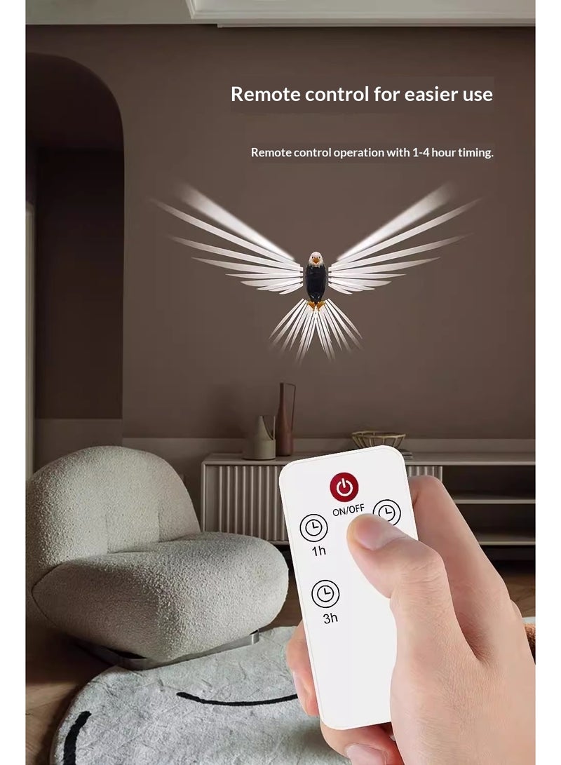 Bald Eagle LED Projection Wall Lamp, Rechargeable Night Light with Remote Control, Type-C Charging - Image 4