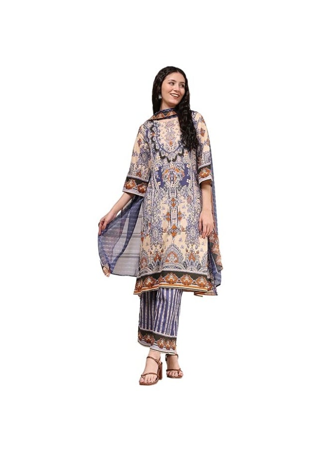 BIBA Womens COTTON Kurta, Bottom, Dupatta L - Image 1