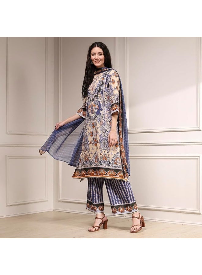 BIBA Womens COTTON Kurta, Bottom, Dupatta L - Image 2