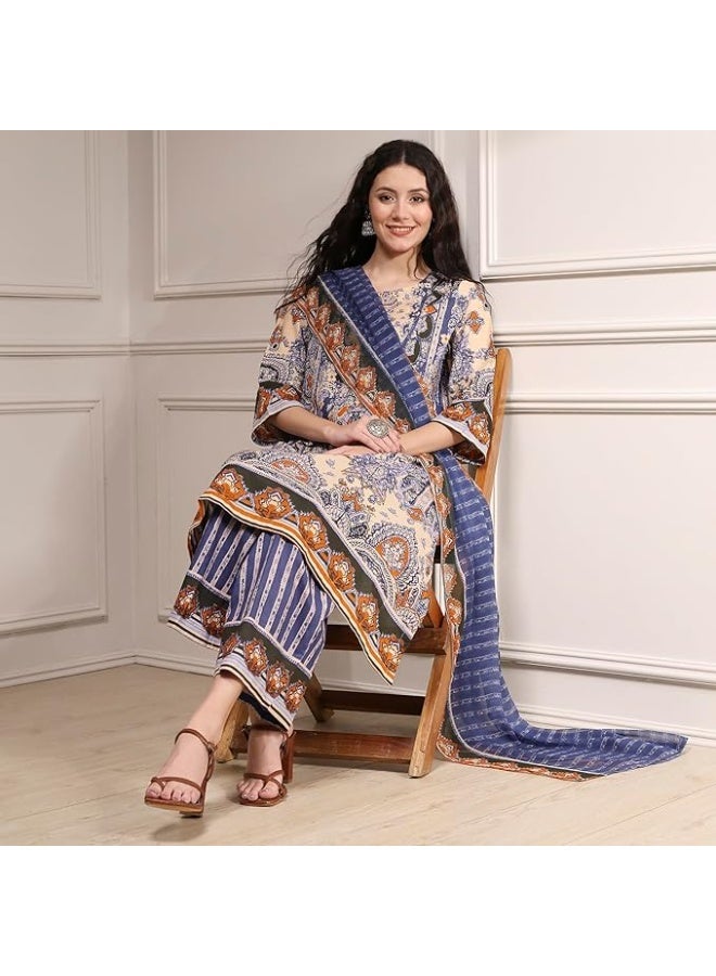 BIBA Womens COTTON Kurta, Bottom, Dupatta L - Image 4