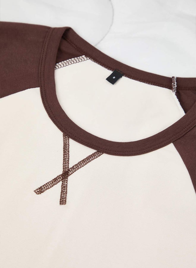 trendyol Brown Regular Fit Raglan Sleeve Knitted Pajama Set - Image 3