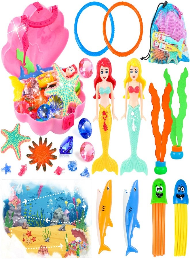 HUUIDY Pool Toys, Swim Diving Toys for Kids Set with Upgraded Shell Treasure Chest, Pool Mermaid with Storage Bag Pool Game Summer Beach Water Birthday Party Gift(Shell Box) - Image 1