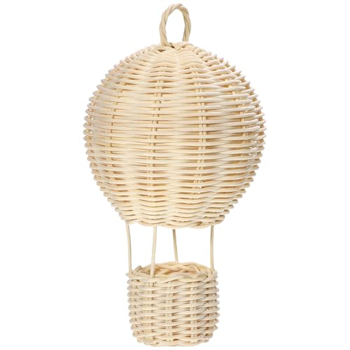 OSALADI Home Decor Rattan Woven Lampshade Hot Air Balloon Shape Lampshade Light Bulb Cage Ceiling Pendant Light Cover Wicker Lamp Cover for Home Kitchen Tea House Vintage Decor - Image 1