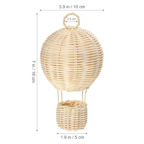 OSALADI Home Decor Rattan Woven Lampshade Hot Air Balloon Shape Lampshade Light Bulb Cage Ceiling Pendant Light Cover Wicker Lamp Cover for Home Kitchen Tea House Vintage Decor - Image 2