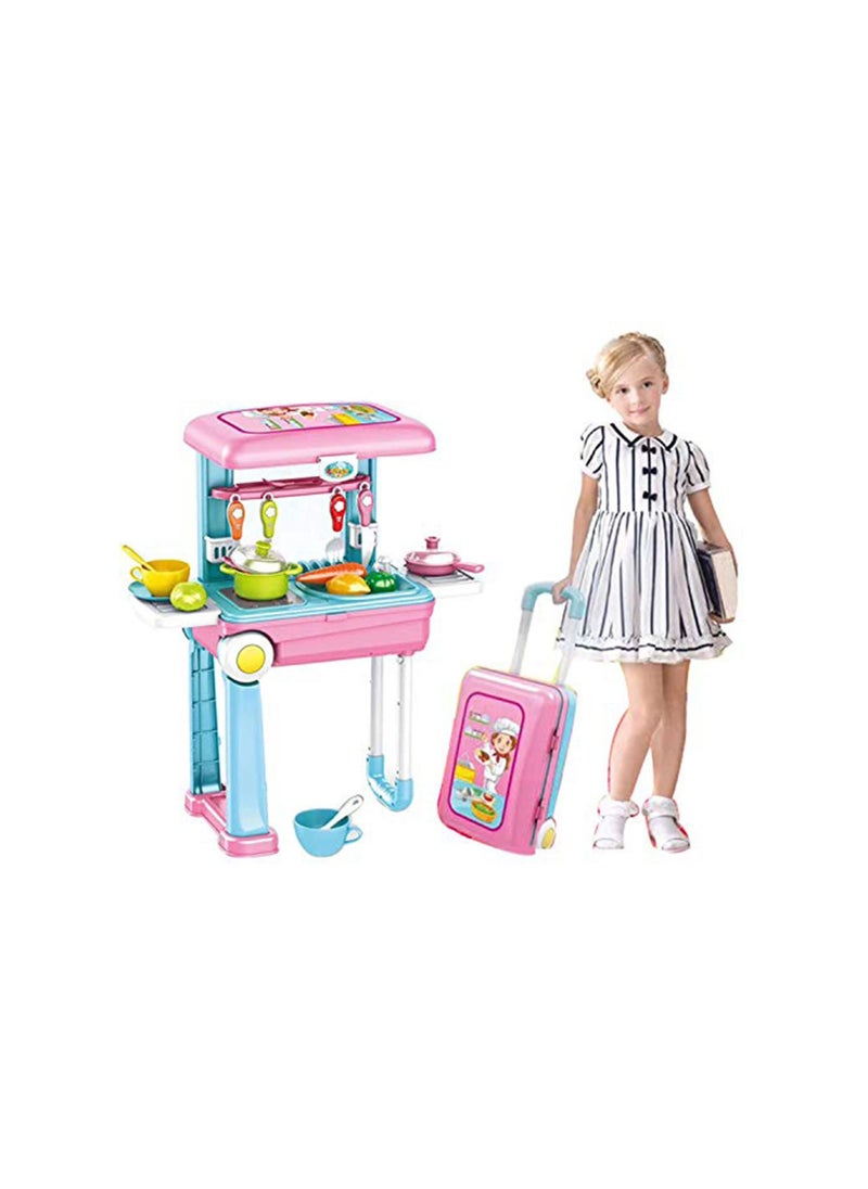 Generic - 2 IN 1 LOL Trolley Case Pretend Play Kitchen Game Girl Kitchen Set Toy for Girls - Image 1