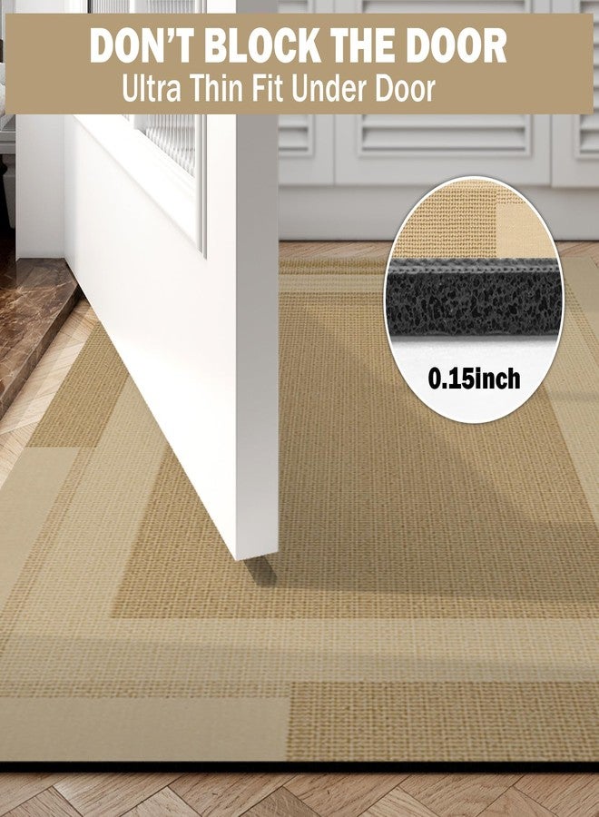 YDKGL Non Slip Bath Mat, Rubber Backing Ultra Thin Bathroom Rugs Fit Under Door Quick Dry Super Absorbent Washable Bath Rug Shower Mat for Bathroom Floor Bathtub Shower Sink, Easy Care Brown 16"x 24" - Image 3