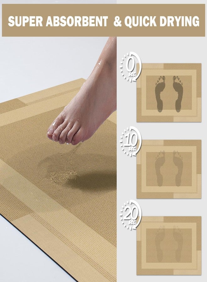 YDKGL Non Slip Bath Mat, Rubber Backing Ultra Thin Bathroom Rugs Fit Under Door Quick Dry Super Absorbent Washable Bath Rug Shower Mat for Bathroom Floor Bathtub Shower Sink, Easy Care Brown 16"x 24" - Image 5