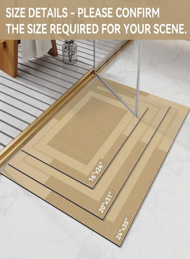 YDKGL Non Slip Bath Mat, Rubber Backing Ultra Thin Bathroom Rugs Fit Under Door Quick Dry Super Absorbent Washable Bath Rug Shower Mat for Bathroom Floor Bathtub Shower Sink, Easy Care Brown 16"x 24" - Image 2