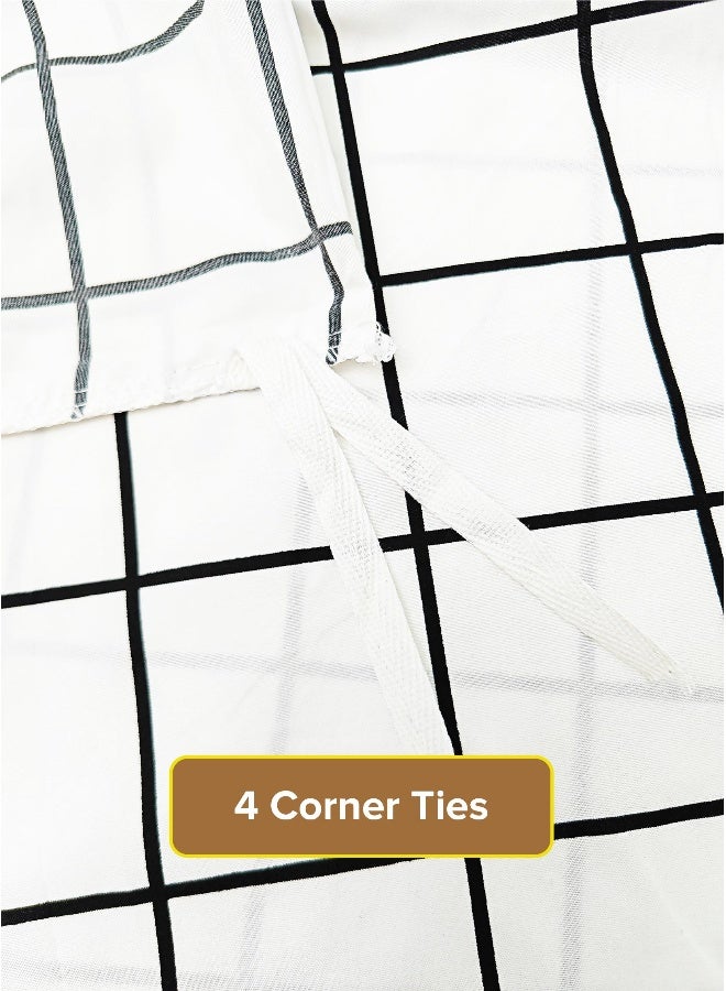 Noon East King Size 3Pc Duvet Cover Set | Soft Microfiber Material | Black Grid & White Color | 1 Duvet Cover 220 x 240cm, 2 Pillow Cases 50 x 75 + 5 Cm | Suitable For King Size Bed - Image 3