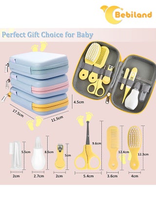 مجموعة عناية الرضع الصحية والتجميلية من 8 قطع، صفراء، محمولة تشمل مقياس حرارة وقلامة أظافر، هدية أساسية كاملة للمولود الجديد للوالدين - view 2