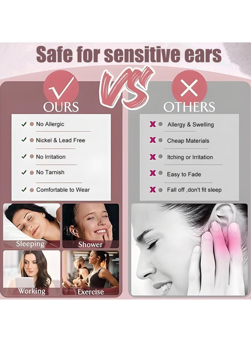 9 Pairs Gold Earrings for Women - 316L Surgical Steel Hypoallergenic Earring Set, Stud Earrings, and Huggies for Cartilage and Tragus Piercing - Image 5