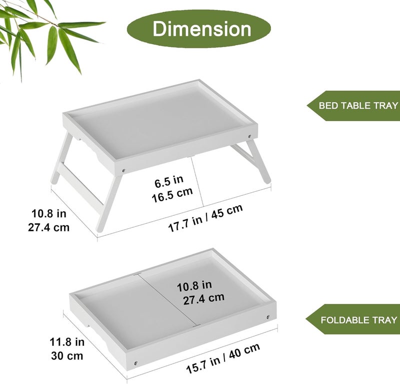 Asuthzon Bed Tray Table with Folding Legs, Breakfast Food Trays for Eating on Couch, Snacking and Working, Used As Laptop Desk Snack Tray (4 Pack, White Color) - Image 2