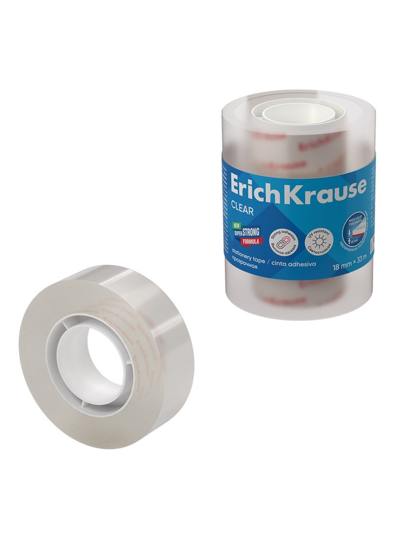 ErichKrause 4-Piece Clear Stationery Tape 18mmx33 Meter Size - Image 1