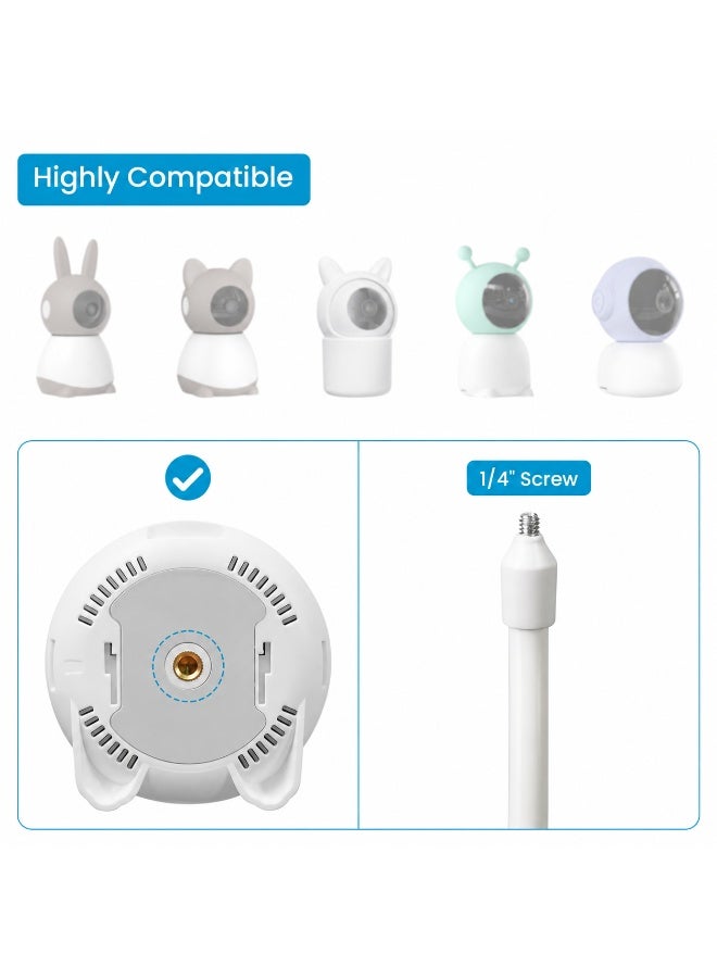 WALALLA Flexible Baby Monitor Holder 80 cm, Universal Camera Mount Compatible with ieGeek, TP-Link and Xiaomi, No Drill Installation Set with 3 Bases and Swivel Head, White - Image 5