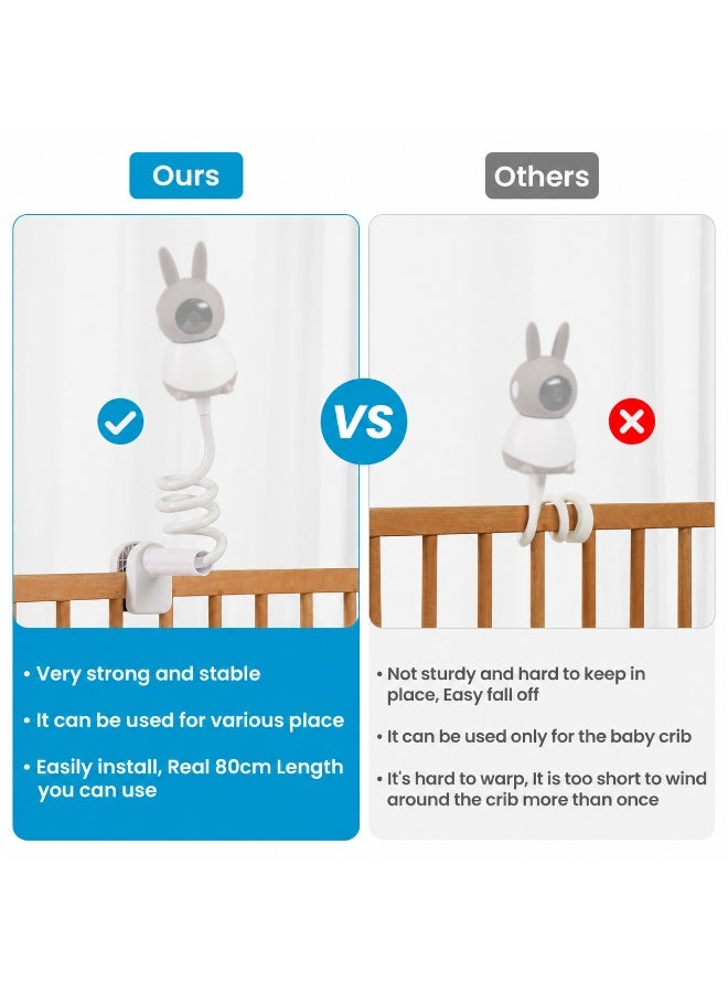 WALALLA Flexible Baby Monitor Holder 80 cm, Universal Camera Mount Compatible with ieGeek, TP-Link and Xiaomi, No Drill Installation Set with 3 Bases and Swivel Head, White - Image 3