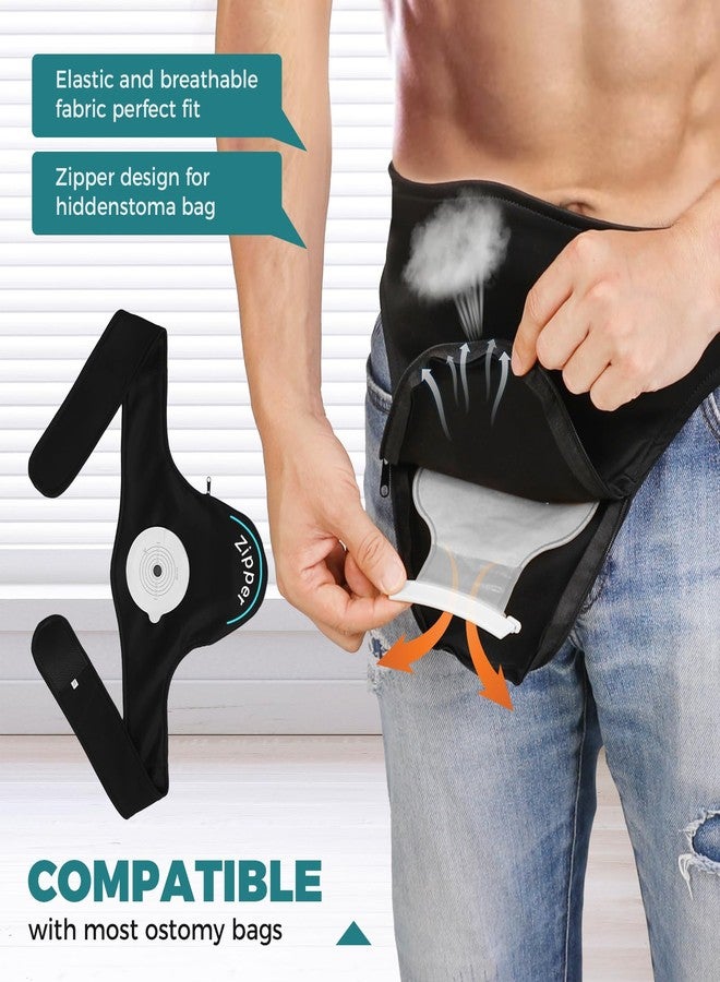 Fanwer Ostomy Belt Black Men & Women - Stealth Colostomy Belt for Ostomy Bag, Ostomy Wrap Abdomen, Ostomy Support Belt, Colostomy Bag Covers for Sport & Daily Life - Image 2