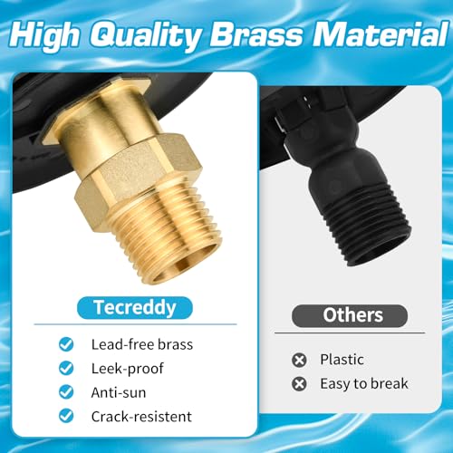 Tecreddy RV City Water Inlet with Brass Check Valve, Fresh Water Fill Flange for Camper Hookup, Durable RV Water Replacement Connection Fittings, Black - Image 2
