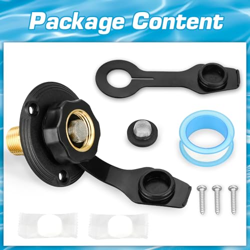 Tecreddy RV City Water Inlet with Brass Check Valve, Fresh Water Fill Flange for Camper Hookup, Durable RV Water Replacement Connection Fittings, Black - Image 5