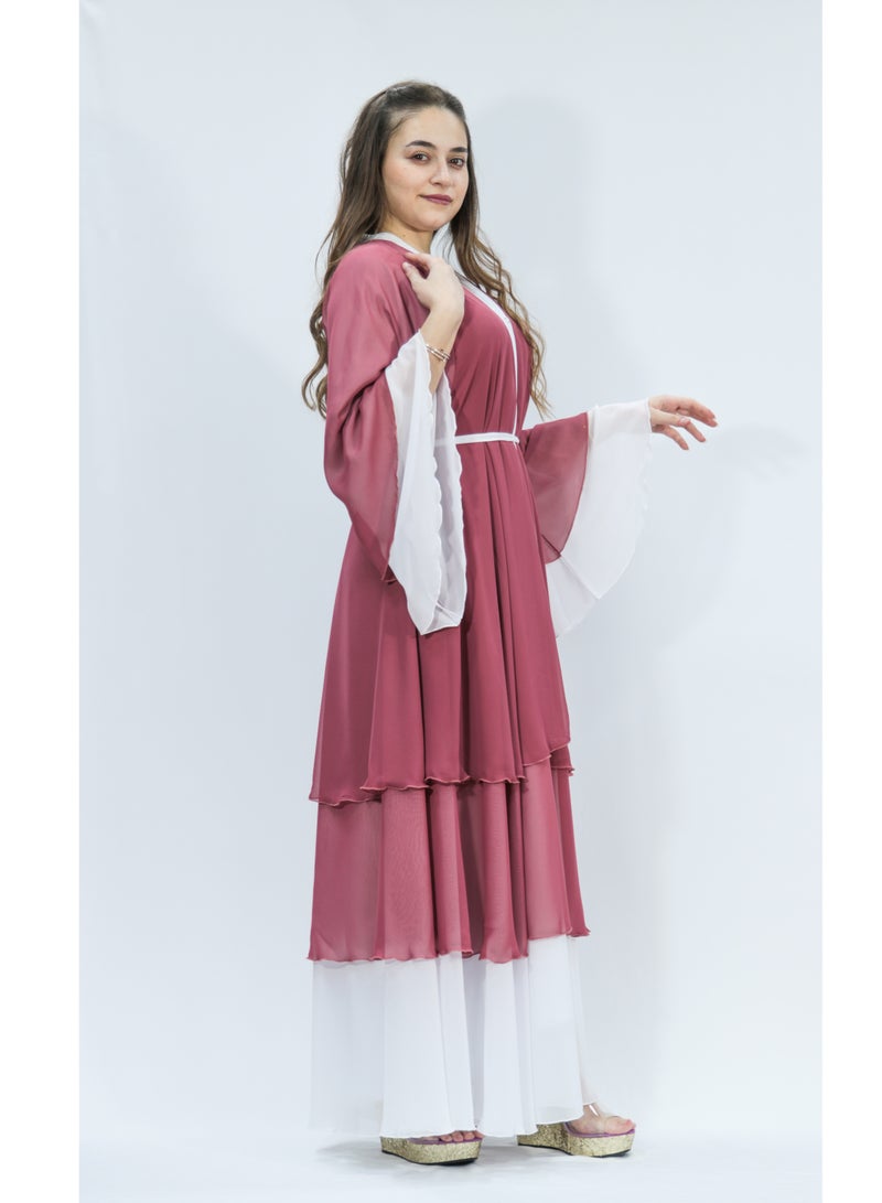 layered cashmere chiffon abaya - Image 1
