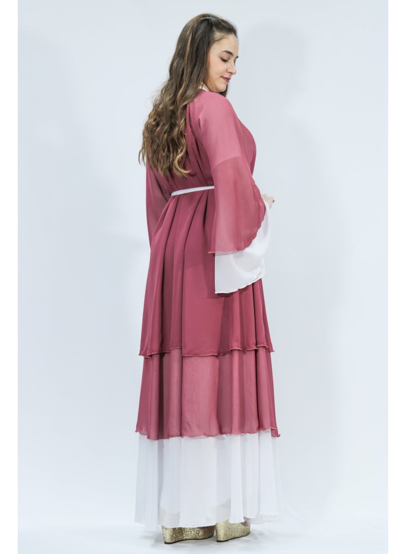 layered cashmere chiffon abaya - Image 2