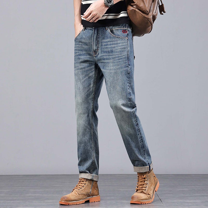 24 Casual Versatile Jeans Collectible Grade Texturized Small Straight Blue Distressed Casual Pants Comfortable Summer Pants - Image 4