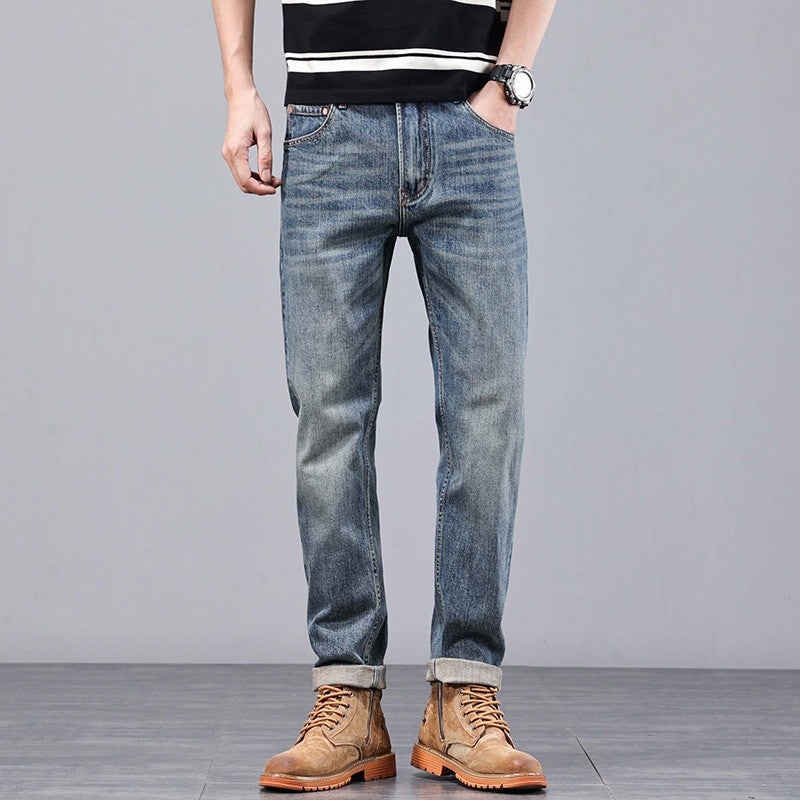 24 Casual Versatile Jeans Collectible Grade Texturized Small Straight Blue Distressed Casual Pants Comfortable Summer Pants - Image 1