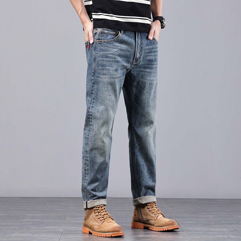 24 Casual Versatile Jeans Collectible Grade Texturized Small Straight Blue Distressed Casual Pants Comfortable Summer Pants - Image 3