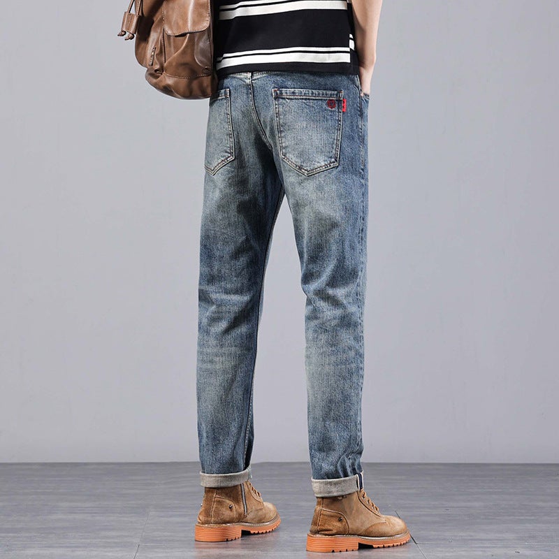 24 Casual Versatile Jeans Collectible Grade Texturized Small Straight Blue Distressed Casual Pants Comfortable Summer Pants - Image 5