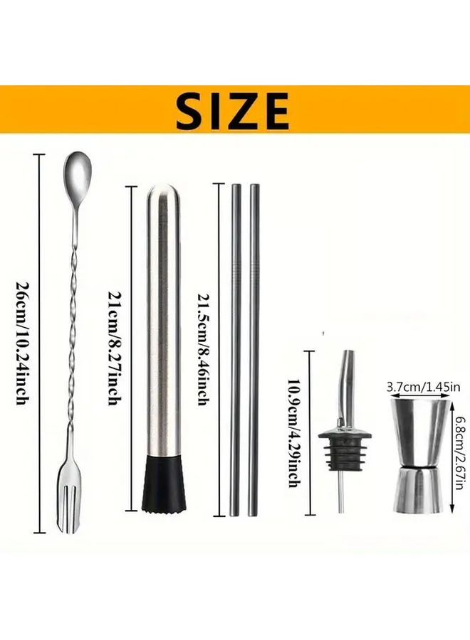 Colorful Stainless Steel 6pcs Set Cocktail Mixing Tool For Lemon Tea Bars Home Parties - Image 3