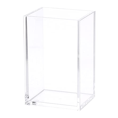 HSYMQ Clear Acrylic Pencil Pen Holder Cup, Clear Makeup Brush Holder, Acrylic Desk Accessories, Stationery Organizer for Office Desk Accessory - Image 1