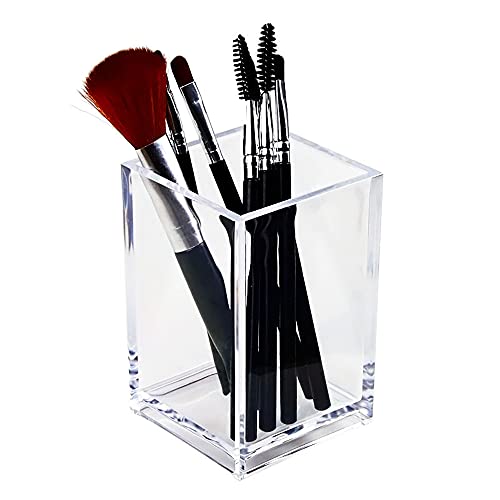 HSYMQ Clear Acrylic Pencil Pen Holder Cup, Clear Makeup Brush Holder, Acrylic Desk Accessories, Stationery Organizer for Office Desk Accessory - Image 2