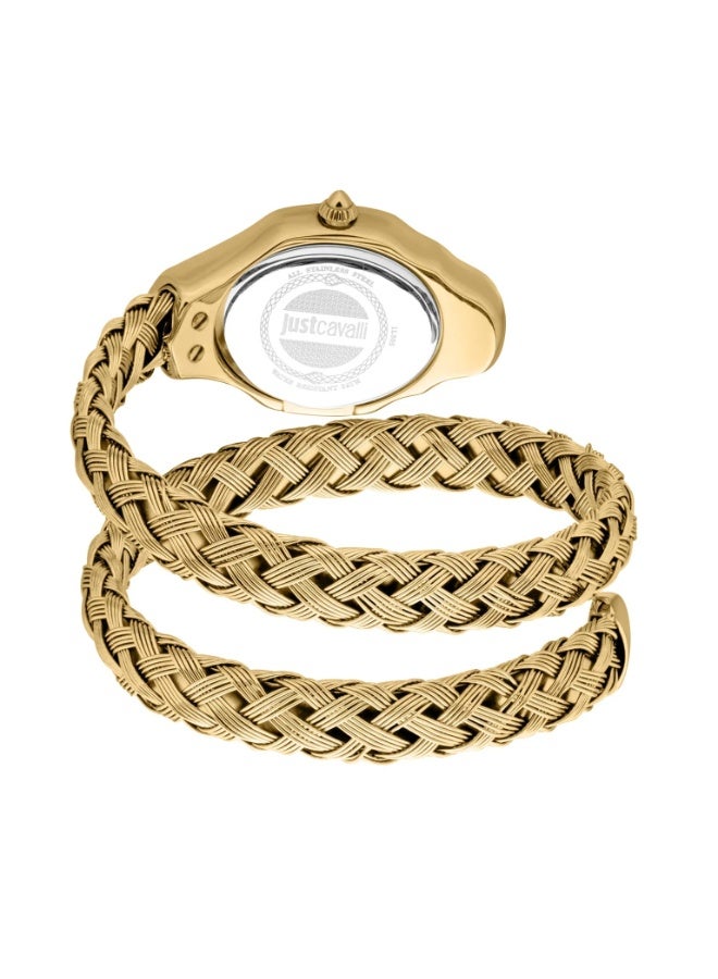 Just Cavalli Signature Snake Twined Yellow Gold Green Women's Watch - Image 3