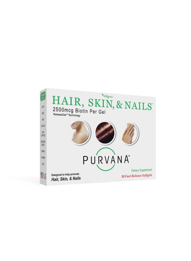 wellgenix فيتامين بروفانا للشعر والبشرة والأظافر - 2500 ميكروغرام بيوتين، حمض الفوليك، DMAE، مستخلص بذور العنب - كبسولات لينة مرة واحدة في اليوم - دعم تساقط الشعر بسبب تكيس المبايض وما بعد الولادة - (30 حبة) - Image 1