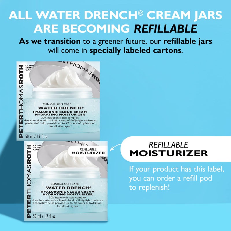 Peter Thomas Roth |Water Drench Hyaluronic Cloud Cream Hydrating Moisturizer Refill Pod | Hyaluronic Acid Cream For All Skin Types, Line-Smoothing, Fragrance-Free - Image 4