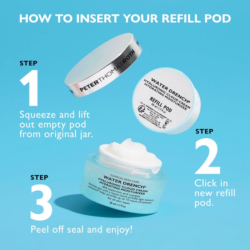 Peter Thomas Roth |Water Drench Hyaluronic Cloud Cream Hydrating Moisturizer Refill Pod | Hyaluronic Acid Cream For All Skin Types, Line-Smoothing, Fragrance-Free - Image 5