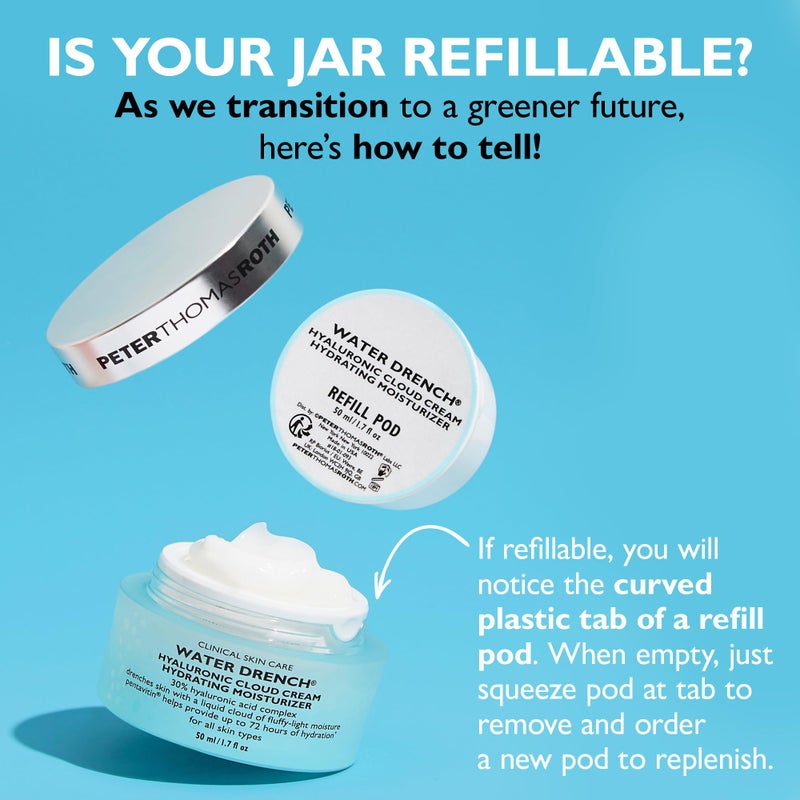 Peter Thomas Roth |Water Drench Hyaluronic Cloud Cream Hydrating Moisturizer Refill Pod | Hyaluronic Acid Cream For All Skin Types, Line-Smoothing, Fragrance-Free - Image 3