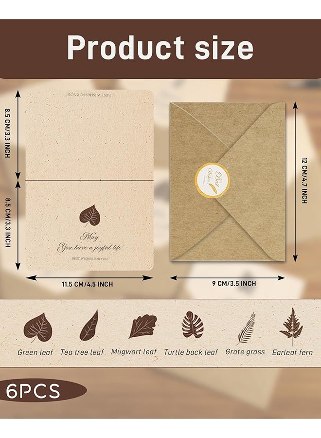 6 Packs Blank Greeting Cards and Envelopes with Sealing Sticker, 3.3x4.5in Folded Vintage Assorted Note Cards Cardstock for All Occasion Anniversary Invitation Wedding Birthday - Image 3