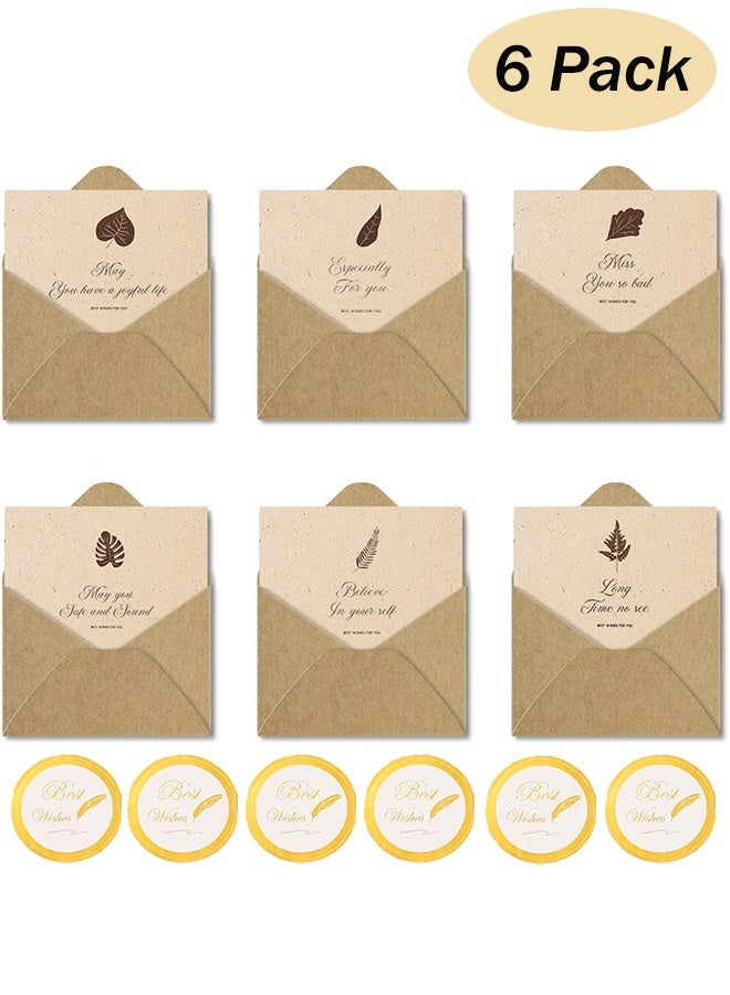 6 Packs Blank Greeting Cards and Envelopes with Sealing Sticker, 3.3x4.5in Folded Vintage Assorted Note Cards Cardstock for All Occasion Anniversary Invitation Wedding Birthday - Image 1