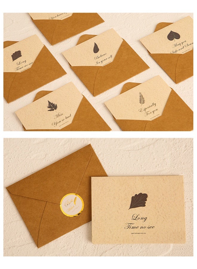 6 Packs Blank Greeting Cards and Envelopes with Sealing Sticker, 3.3x4.5in Folded Vintage Assorted Note Cards Cardstock for All Occasion Anniversary Invitation Wedding Birthday - Image 4