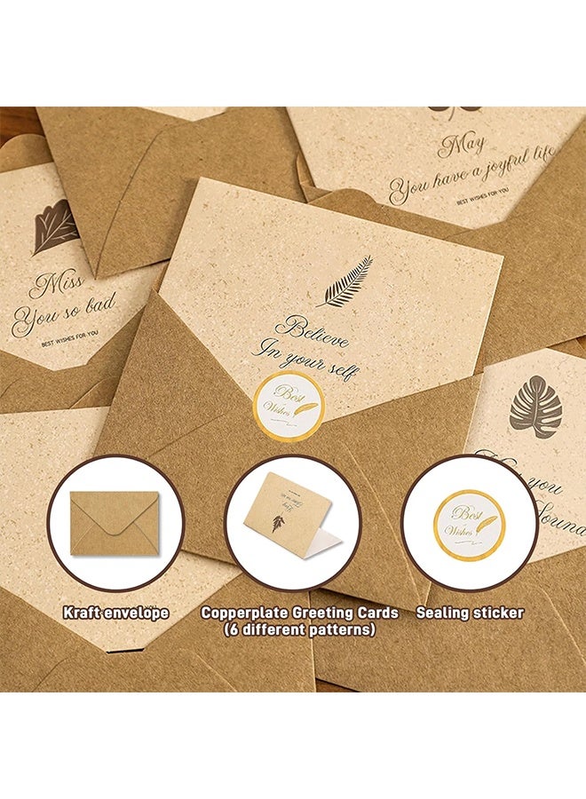 6 Packs Blank Greeting Cards and Envelopes with Sealing Sticker, 3.3x4.5in Folded Vintage Assorted Note Cards Cardstock for All Occasion Anniversary Invitation Wedding Birthday - Image 2
