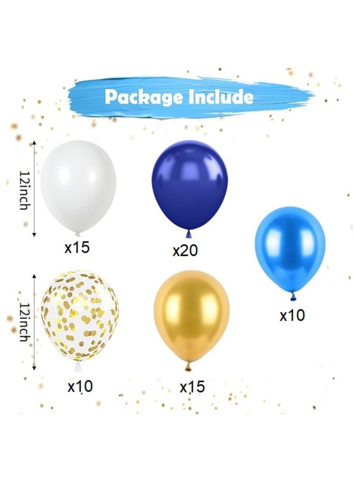 Boxwoods 70 PCS Of Navy Blue White Chrome Gold And Confetti Balloons For Birthday Baby Shower And Gender Reveal Party - Image 2